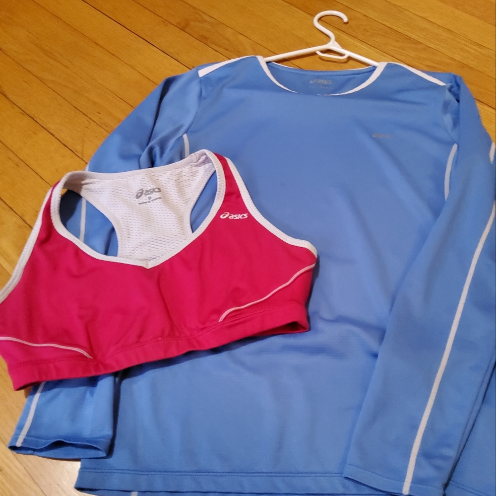 Asics athletic shirt size large and asics bra size medium